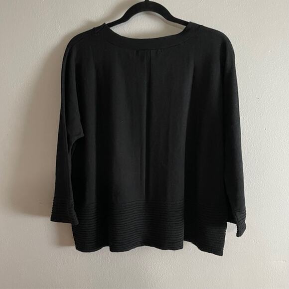 Cyrus Black Wide Crewneck Pullover Sweater XL Woman 3/4 Sleeve Knit Layer - Picture 6 of 8